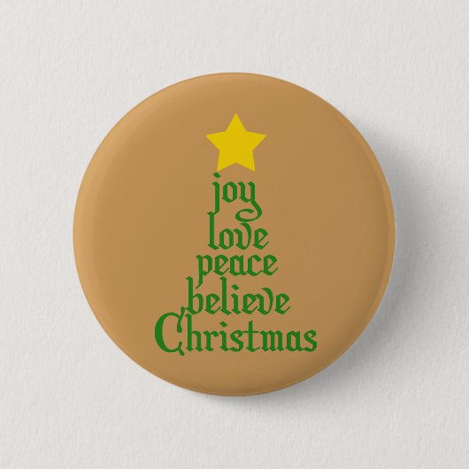 Freude, Liebe, Frieden, Glauben, Weihnachten Button (Vorderseite)