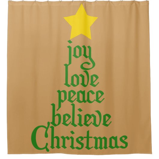 Freude, Liebe, Frieden, Glauben, Weihnachten Duschvorhang (Vorderseite)