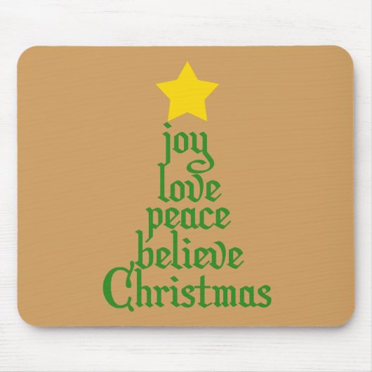 Freude, Liebe, Frieden, Glauben, Weihnachten Mousepad (Vorne)