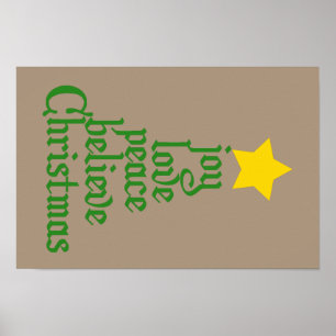 Freude, Liebe, Frieden, Glauben, Weihnachten Poster