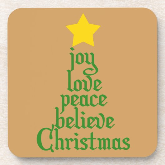 Freude, Liebe, Frieden, Glauben, Weihnachten Untersetzer (Vorderseite)
