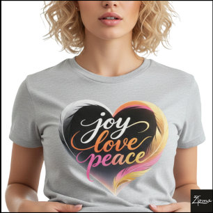 Freude Liebe Frieden Neon-Herz-Schrift T-Shirt