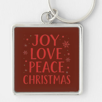 Freude Liebe Frieden Weihnachten Festliche Typogra Schlüsselanhänger