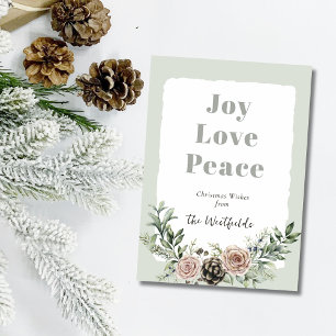 Freude Liebe Frieden Weihnachten Rosen Zapfen