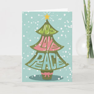 Freude Liebe Frieden Weihnachtsbaum Feiertagskarte Karte