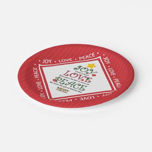 Freude-Liebe-Friedenschristliches Weihnachten Pappteller (Schrägansicht)