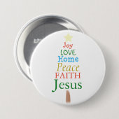 Freude, Liebe, Jesus, Weihnachtsbaumknopf Button (Vorne & Hinten)