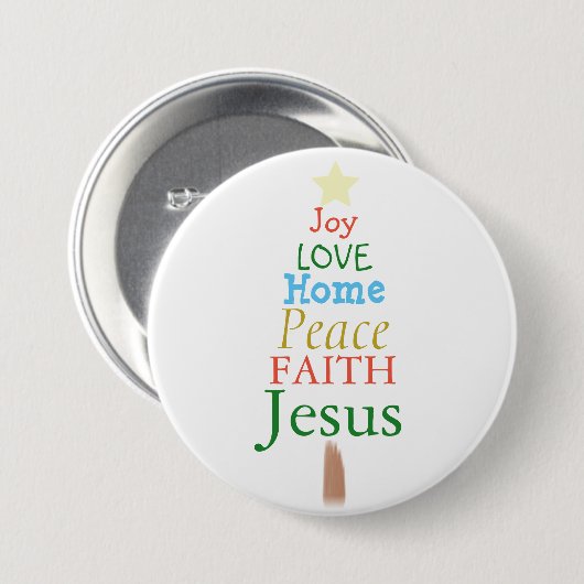 Freude, Liebe, Jesus, Weihnachtsbaumknopf Button (Vorne & Hinten)