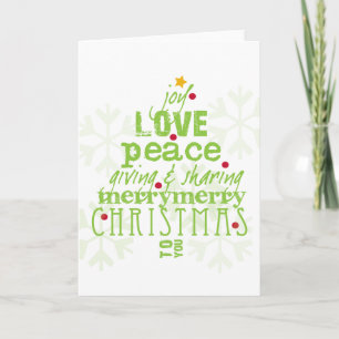 Freude, Liebe, Peace Christmas Tree Card Feiertagskarte
