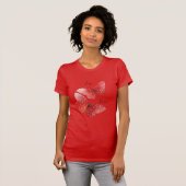 Freude Liebe Rote Schmetterlinge T-Shirt (Vorne ganz)