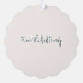 Freude, Liebe und Frieden Blau Karierte Weihnachts Ornament Karte (Rückseite)