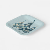 Freude, Liebe und Frieden Blau Karierte Weihnachts Pappteller (Gewinkelt)