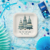 Freude, Liebe und Frieden Blau Karierte Weihnachts Pappteller (Party)