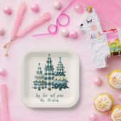 Freude, Liebe und Frieden Blau Karierte Weihnachts Pappteller (Party)