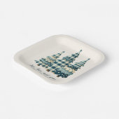 Freude, Liebe und Frieden Blau Karierte Weihnachts Pappteller (Gewinkelt)