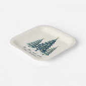 Freude, Liebe und Frieden Blau Karierte Weihnachts Pappteller (Gewinkelt)