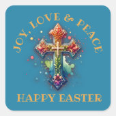 Freude, Liebe und Frieden - Ostern | Quadratischer Aufkleber (Vorderseite)