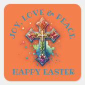 Freude, Liebe und Frieden - Ostern | Quadratischer Aufkleber (Vorderseite)
