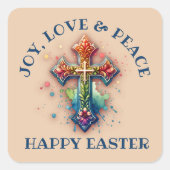 Freude, Liebe und Frieden - Ostern | Quadratischer Aufkleber (Vorderseite)