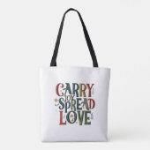 Freude, Liebe verbreiten Schulter Tasche (Rückseite)