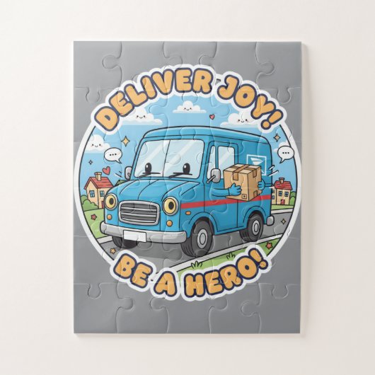 Freude liefern! Sei ein Held! - Fröhlicher Cartoon Puzzle (Vertikal)