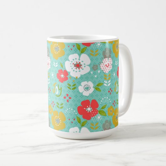 Freude mit farbenfrohen Weihnachtsgeburten-Blume Kaffeetasse (VorderseiteRechts)