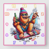 Freude, mit Freunden zu feiern Quadratische Wanduhr (Vorderseite)