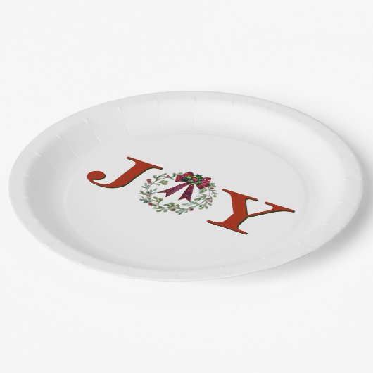 Freude mit Kranz Pappteller (Schrägansicht)