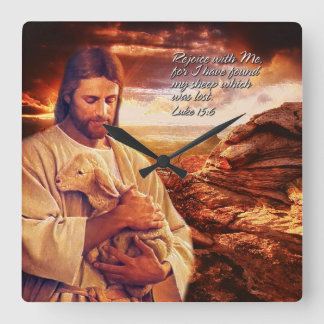 Freude mit mir Luke 15:6 Wall Clock Quadratische Wanduhr