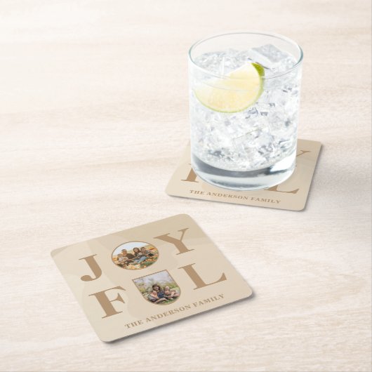 Freude | Modernes Minimalistisches Beige Arch Zwei Rechteckiger Pappuntersetzer (Vor Ort)