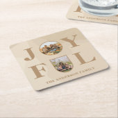 Freude | Modernes Minimalistisches Beige Arch Zwei Rechteckiger Pappuntersetzer (angewinkelt)