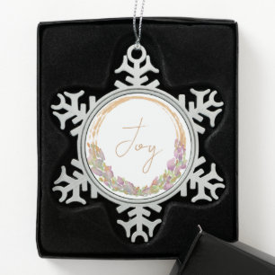 Freude Modernes Original-Wasserfarben-Weihnachten  Schneeflocken Zinn-Ornament