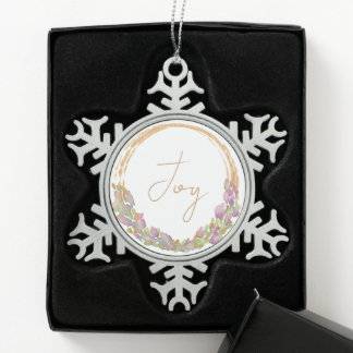 Freude Modernes Original-Wasserfarben-Weihnachten Schneeflocken Zinn-Ornament