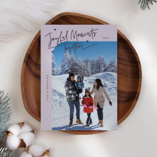 Freude Momente Lila Weihnachts-Foto Feiertagskarte