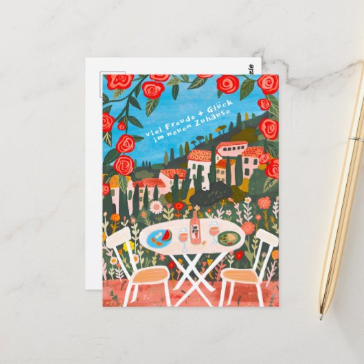 Freude Neuen Haus schöne Landschaft Postkarte (Vorderseite/Rückseite Beispiel)