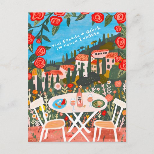 Freude Neuen Haus schöne Landschaft Postkarte (Vorderseite)