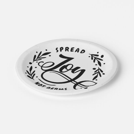 Freude nicht Germs verbreiten Pappteller (Schrägansicht)