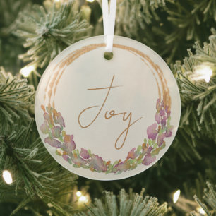 Freude Original Botanische Wasserfarbe Weihnachtsg Ornament Aus Glas