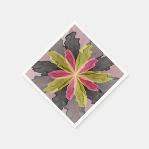 Freude, Pink Grüne Anthrazit-Fantasie-Blumen-Frakt Serviette