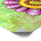 Freude Positive Thought Doodle Blume Poster (Ecke)