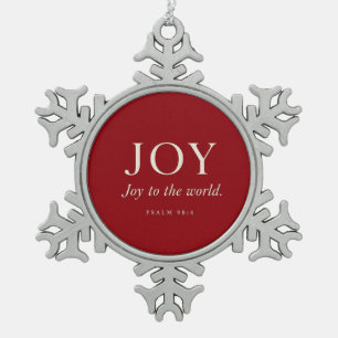 FREUDE Psalm 98:4 Weihnachtsgeschenk Schneeflocken Zinn-Ornament