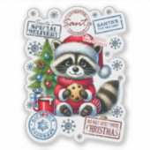Freude Raccoon feiert Weihnachten! Aufkleber (Vorderseite)