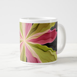 Freude, Rosa Grüne Anthrazit Fantasie-Blüten Frakt Jumbo-Tasse