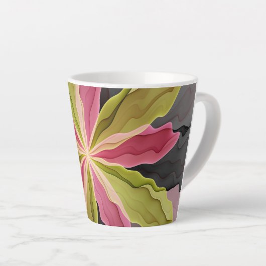 Freude, Rosa Grüne Anthrazit Fantasie-Blüten Frakt Milchtasse (Rechte Ecke)
