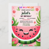 Freude rosa Sommer eins in einer Melone ersten Geb Einladung (Vorderseite)