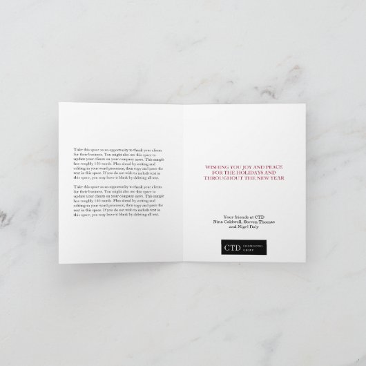 Freude-rotes einfaches feiertagskarte (Innenseite)