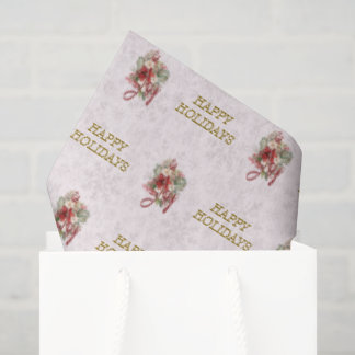 Freude Schrift Rot Botanische Weihnachten Seidenpapier