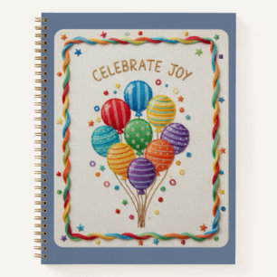 Freude sticken bunte Ballon Journal Notizblock