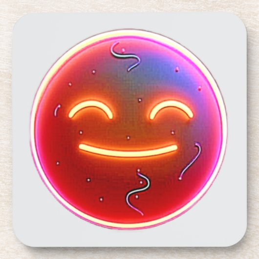 Freude strahlen: Digitales Emoticon Getränkeuntersetzer (Vorderseite)