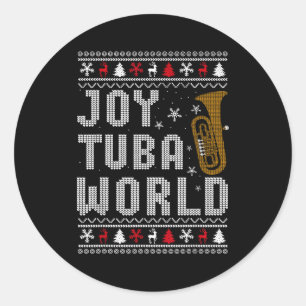 Freude Tuba Welt Lustiger Musikliebhaber Hässliche Runder Aufkleber